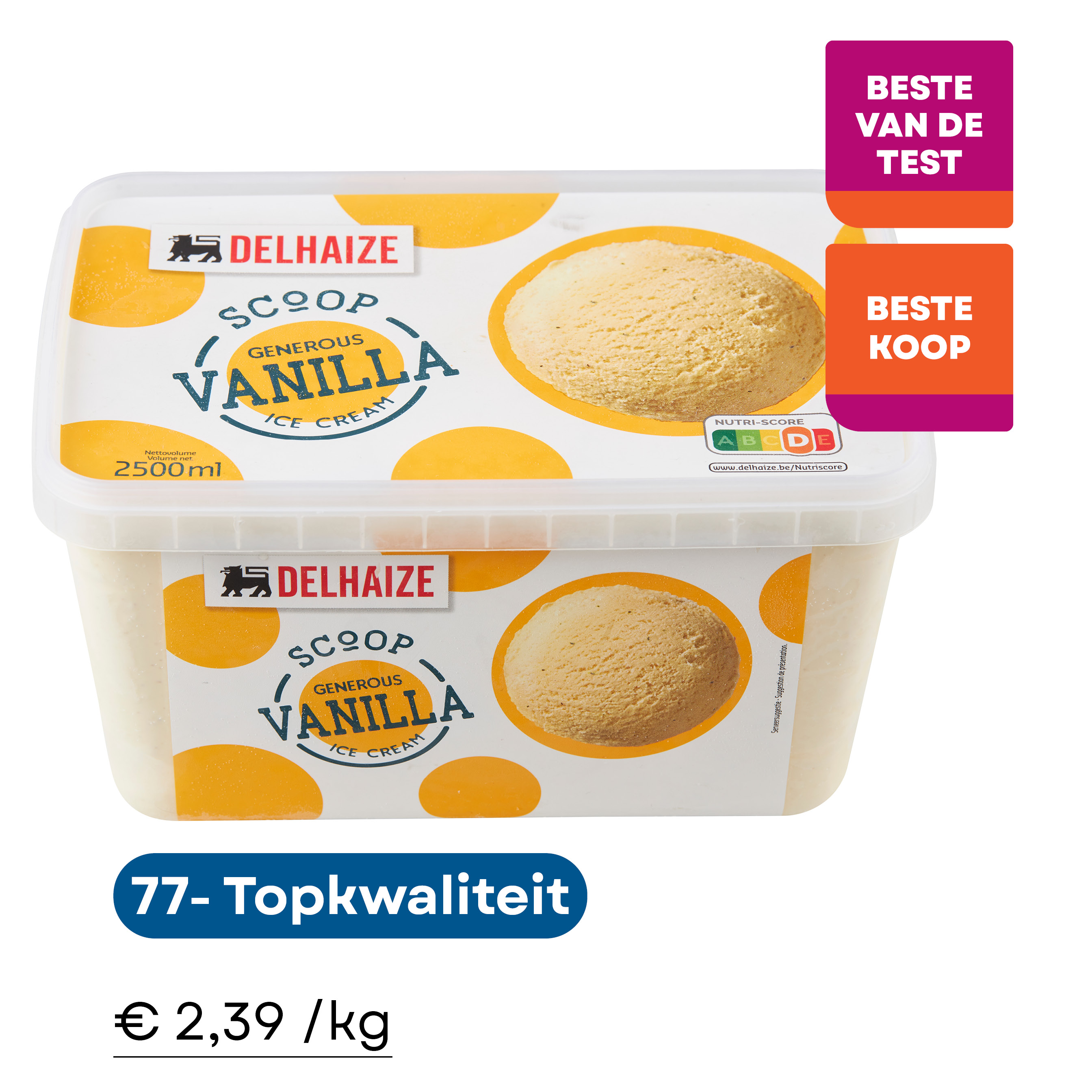 beste vanille ijs Delhaize Scoop